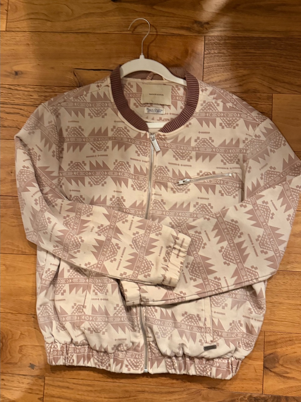 Scotch & Soda Cream and Mauve Geometric Zip Hoodie & Shorts Set
